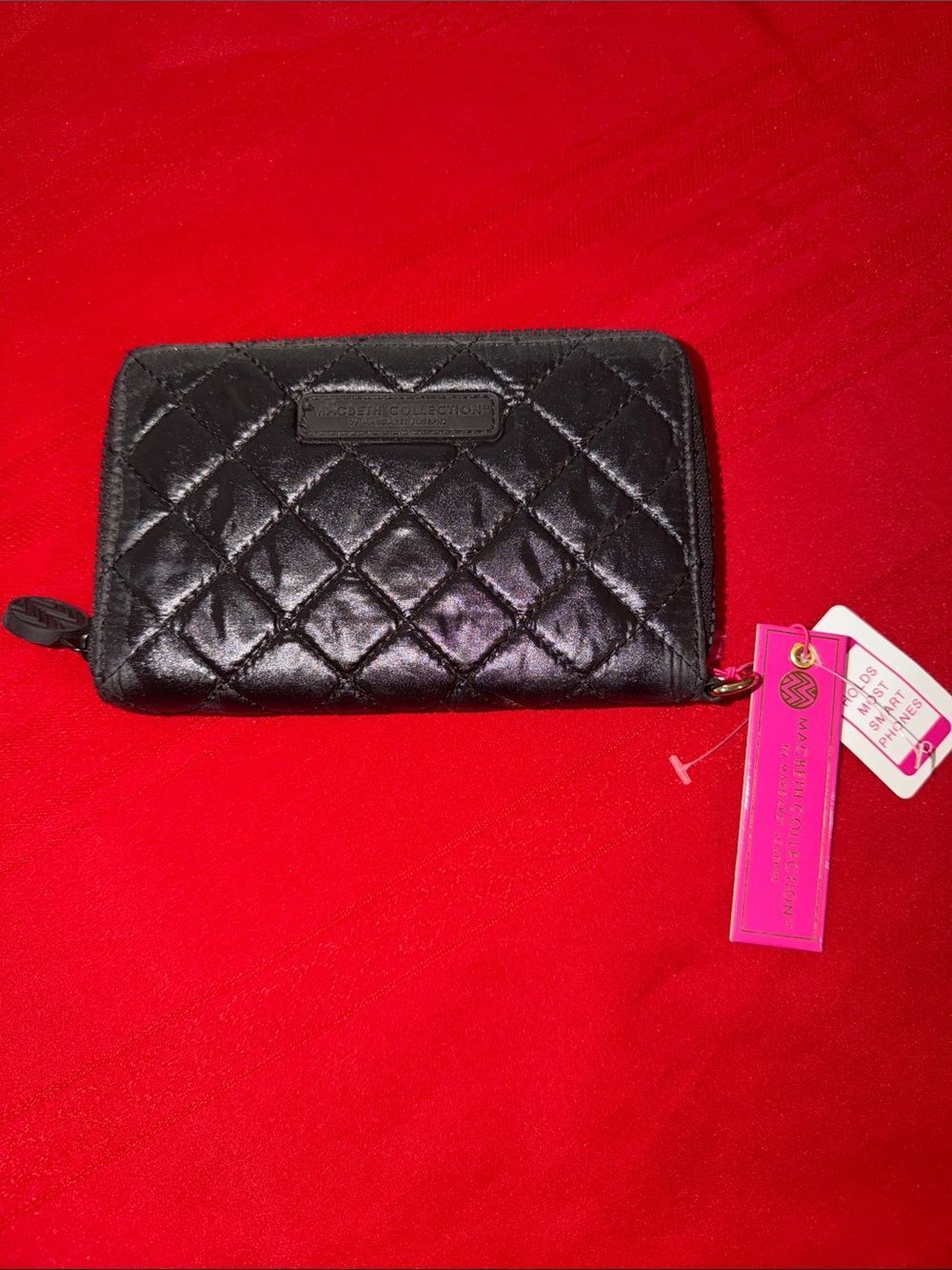 NWT MACBETH COLLECTION by Margaret Joseph Quilted Black Zip Wallet